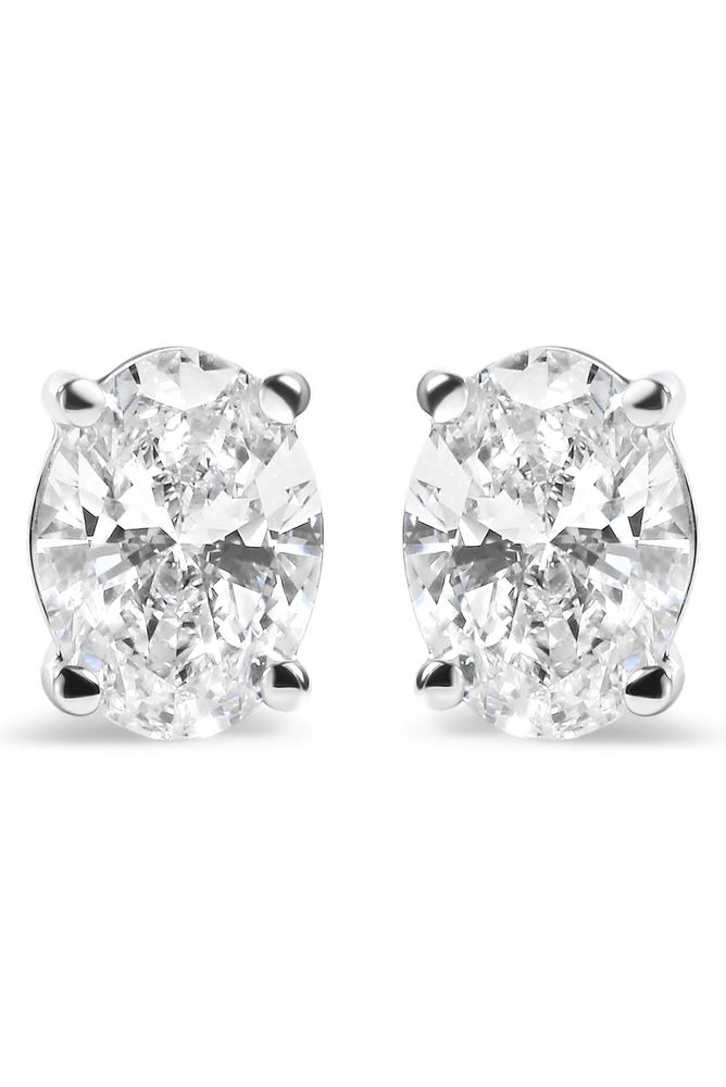 2.0 Cttw Prong Set Lab-Grown Oval Diamond Solitaire Earring